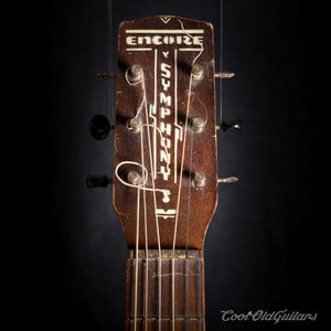 Vintage 1940-50s Encore Symphony Acoustic Guitar - Art Deco Parlor with Vintage Kluson Tuners