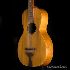 Vintage 1890s-1910s American Parlor Guitar with Tailpiece - Adirondack Spruce Top - Figured Mahogany
