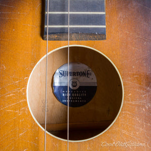 Vintage 1940s-50s Supertone Gene Autry Acoustic Guitar with Kluson Tuners - Excellent Condition